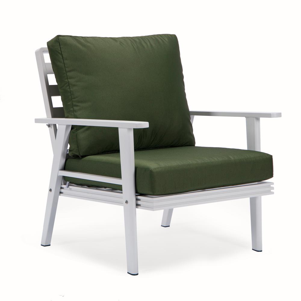 Leisuremod 3-Piece Outdoor Patio Set with White Aluminum Frame and Loveseat and Armchairs