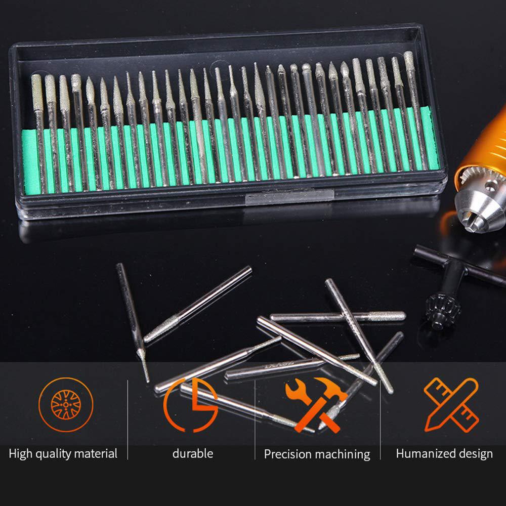 oudtinx tm 60 pcs diamond burr bits drill glass gemstone metal for dremel craftsman rotary tool 1/8