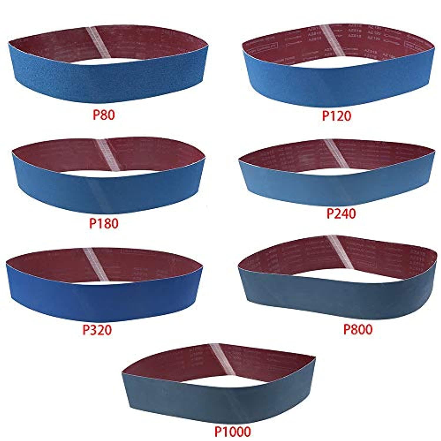 landgoo 4x36 sanding belts 80/120/180/240/320/800/1000 grit metal grinding aluminum oxide blue belt sander paper 7 pack for c