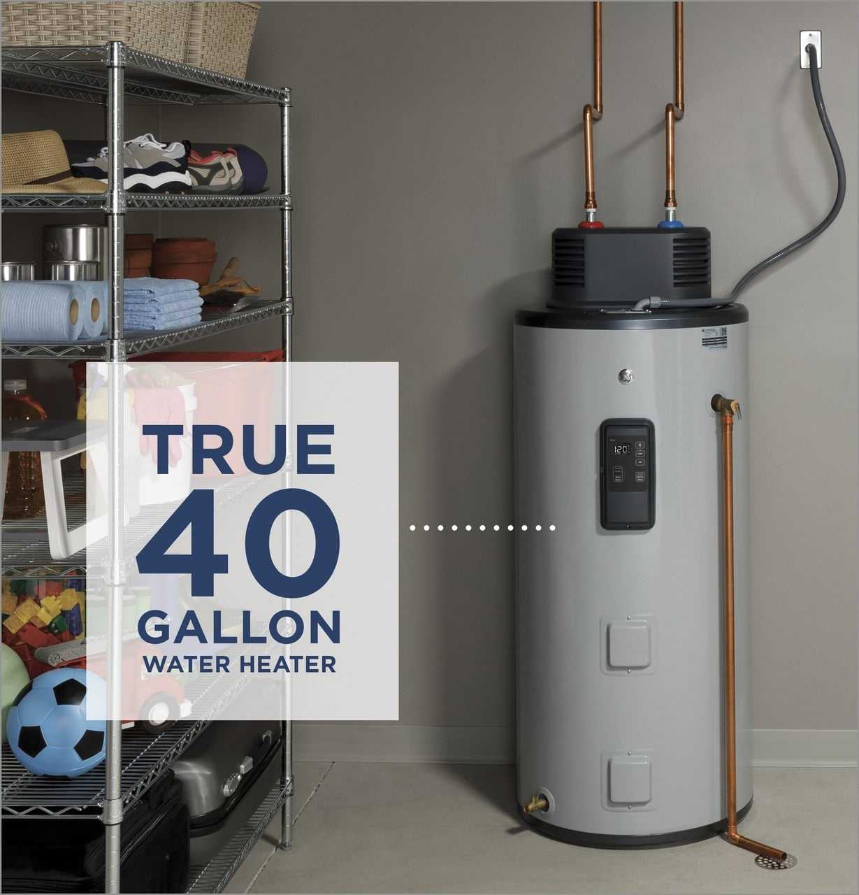 GE Appliances GE40S10BMM Smart 40gal Electric Water Heater with Flexible Capacity - Gray