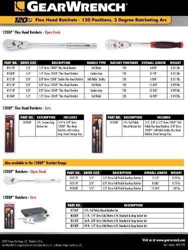 Apex Tools Apex Tool Group GearWrench 120XP RATCHETS, Flex Head 2 Piece RATCHET SET, 81204P