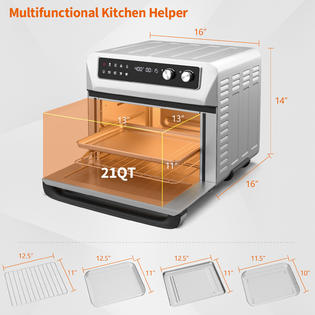 Costway ES10091US-SL 21QT 8-in-1 Convection Air Fryer Toaster Oven w/ 5 Accessories &a; Recipe