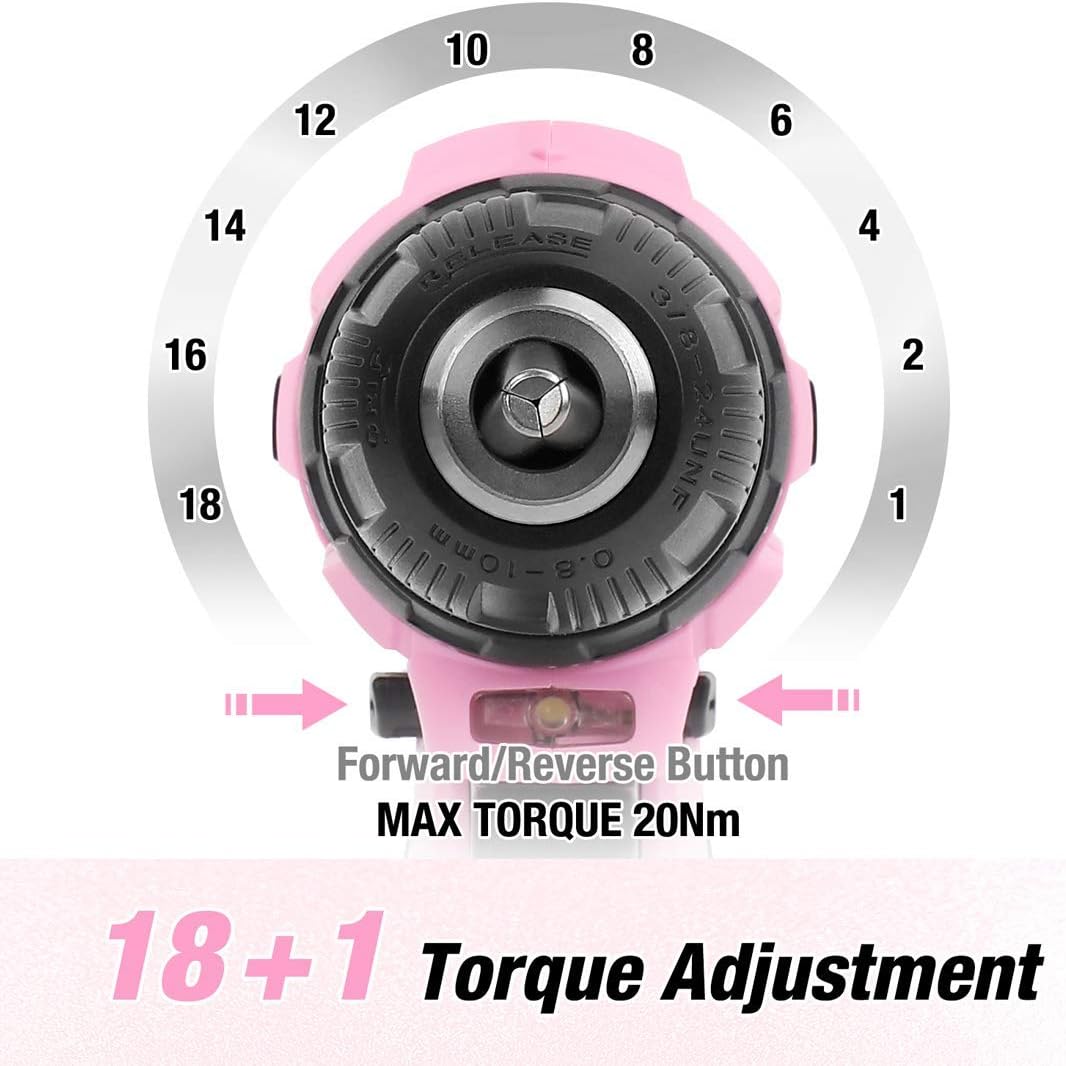 HANZGHOU GREATSTAR INDUSTRIAL  Pink Cordless Drill Driver Set, 12V Electric Screwdriver Driver Tool Kit for Women