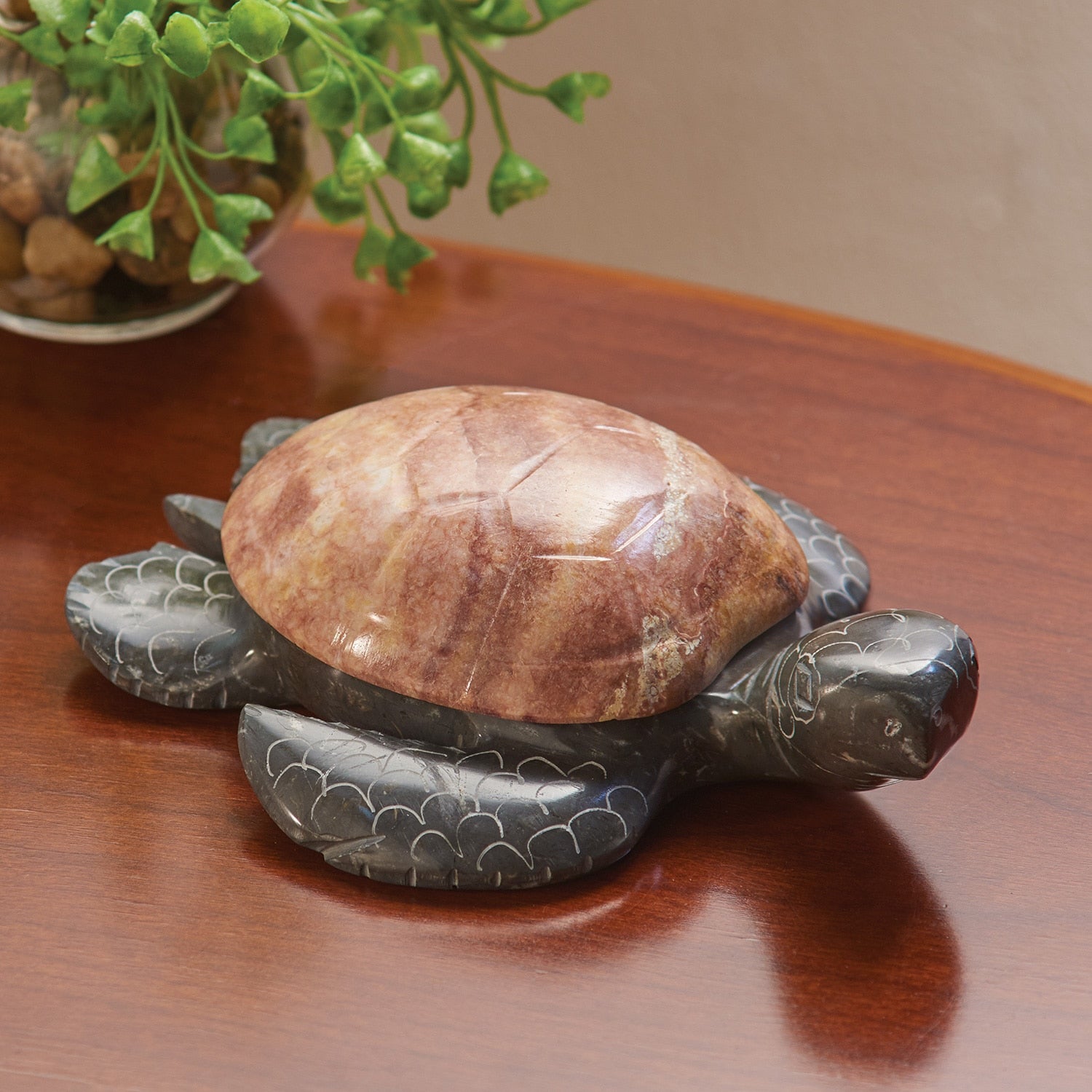 American Mills Hand-Carved Marble Turtle Box