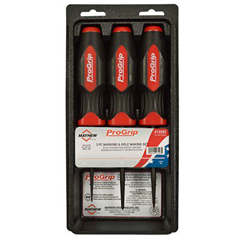mayhew tools 13093 progrip 3-piece marking &a; hole making set, black oxide finish, one size