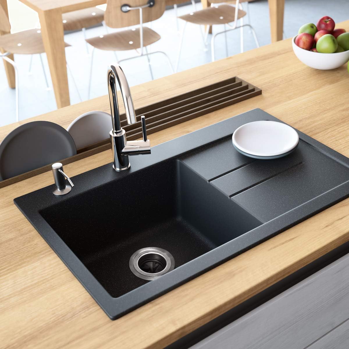 Cleesink Garbage Disposal Flange, 3 Bolt Mount Stainless Steel Kitchen Sink Flange Kit with Splash Guard for 3 1/2 Inch Standard Sink Dr