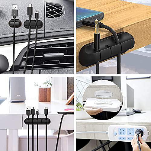 defrko 5 packs cable clips x 2 pack self adhesive power strip holder, cable management cord organizer for organizing usb cable/power