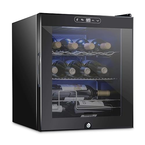 Schmck Schmecke 12 Bottle Compressor Wine Cooler Refrigerator w/Lock | Large Freestanding Wine Cellar | 41f-64f Digital Temperature Con