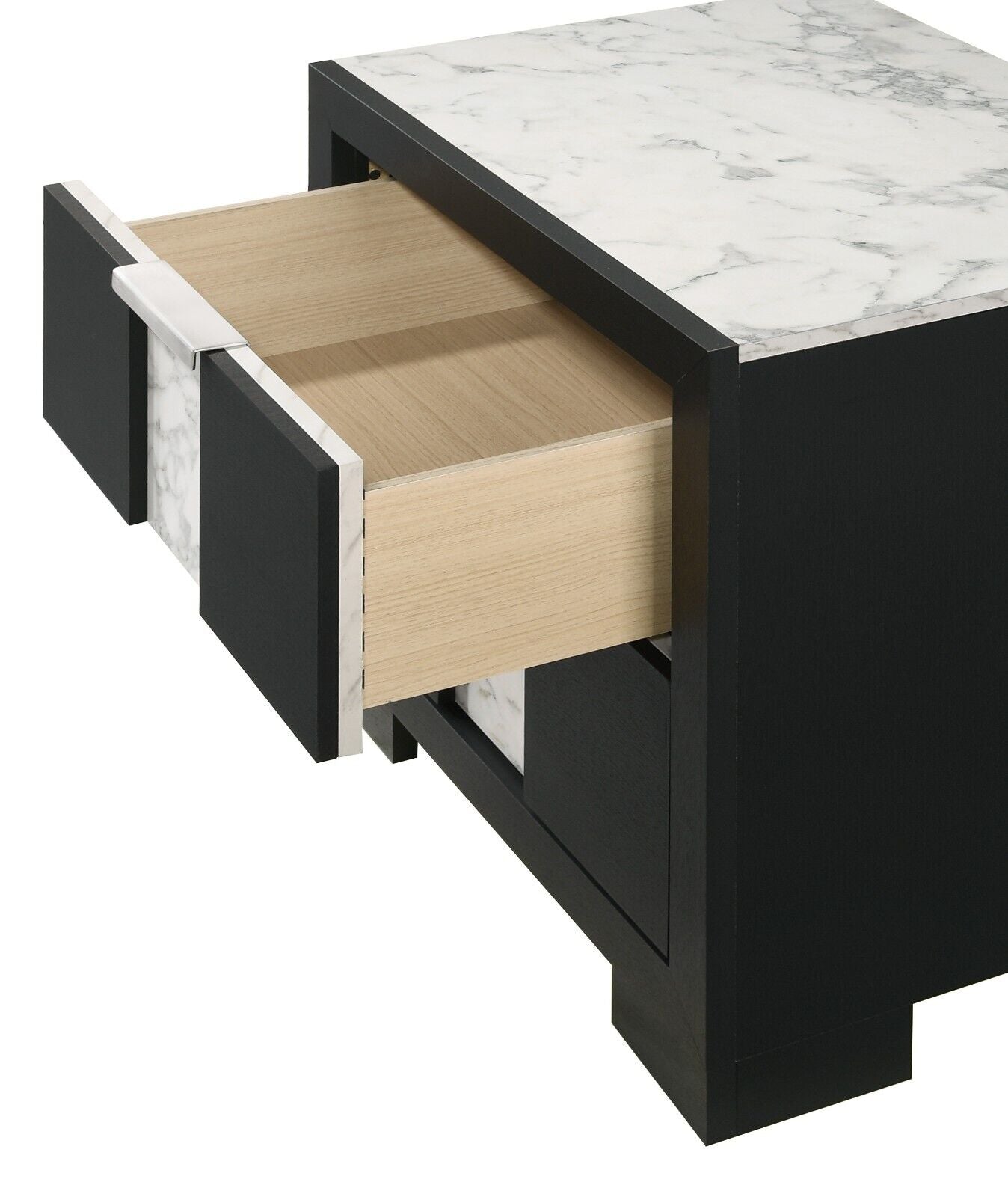 Esofastore 6Pc Beautiful Master Bedroom Suite Black/White Finish King Size Sleek Bed Set Solid Wood Furniture