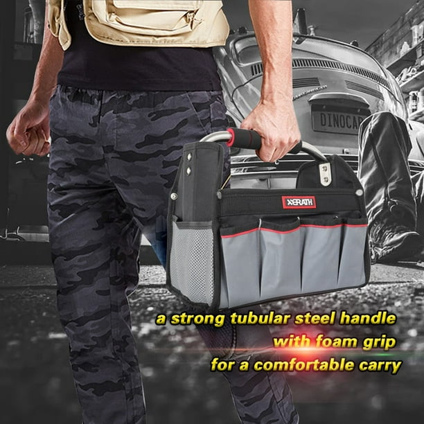 XERATH 12 inch 11 Pocket  Mufti-Functional Wide Foldable Tool Open Tote Bag
