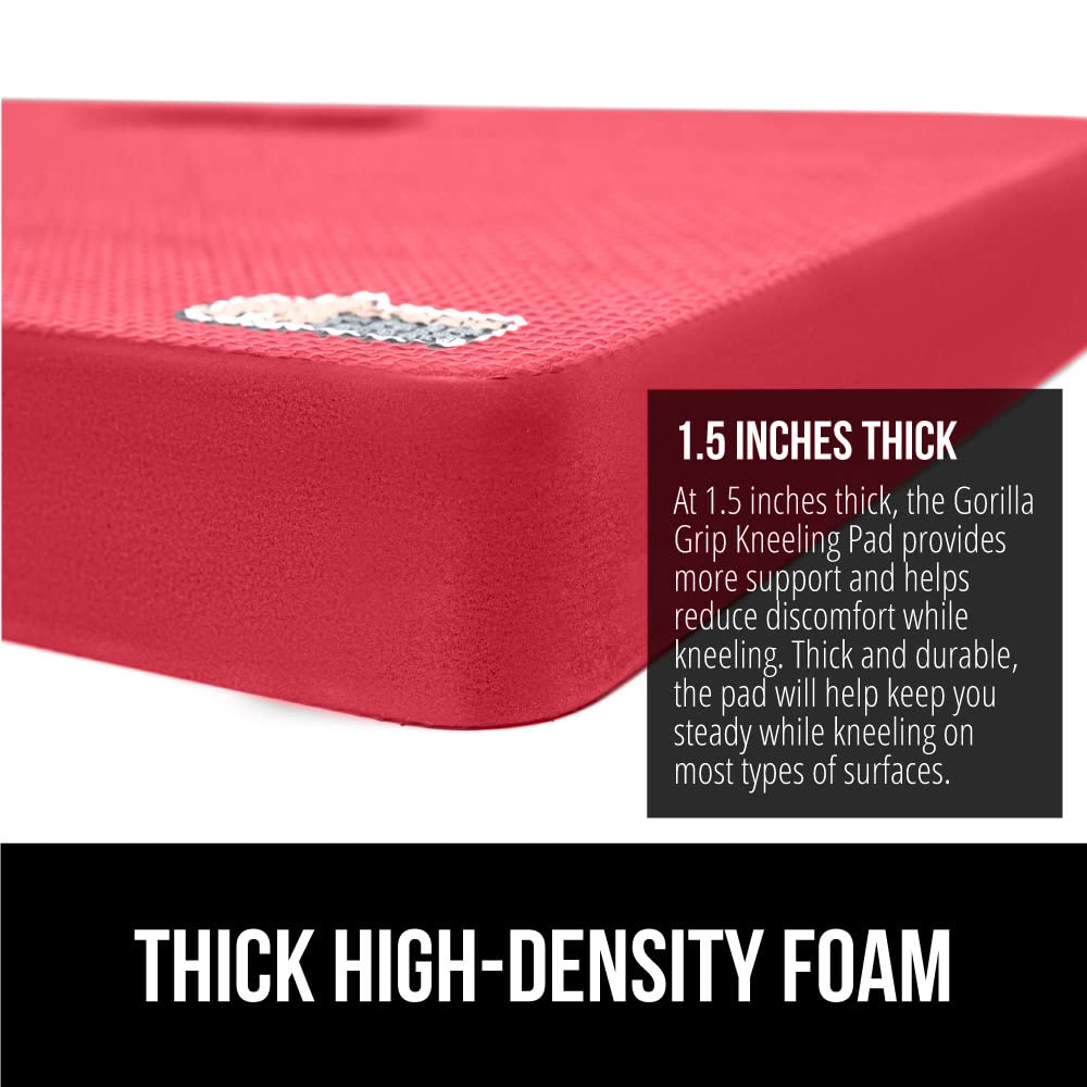 Gorilla Grip Extra Thick Kneeling Pad, Supportive Soft Foam Cushioning for Knee, Water Resistant Construction for Gardening, Bat