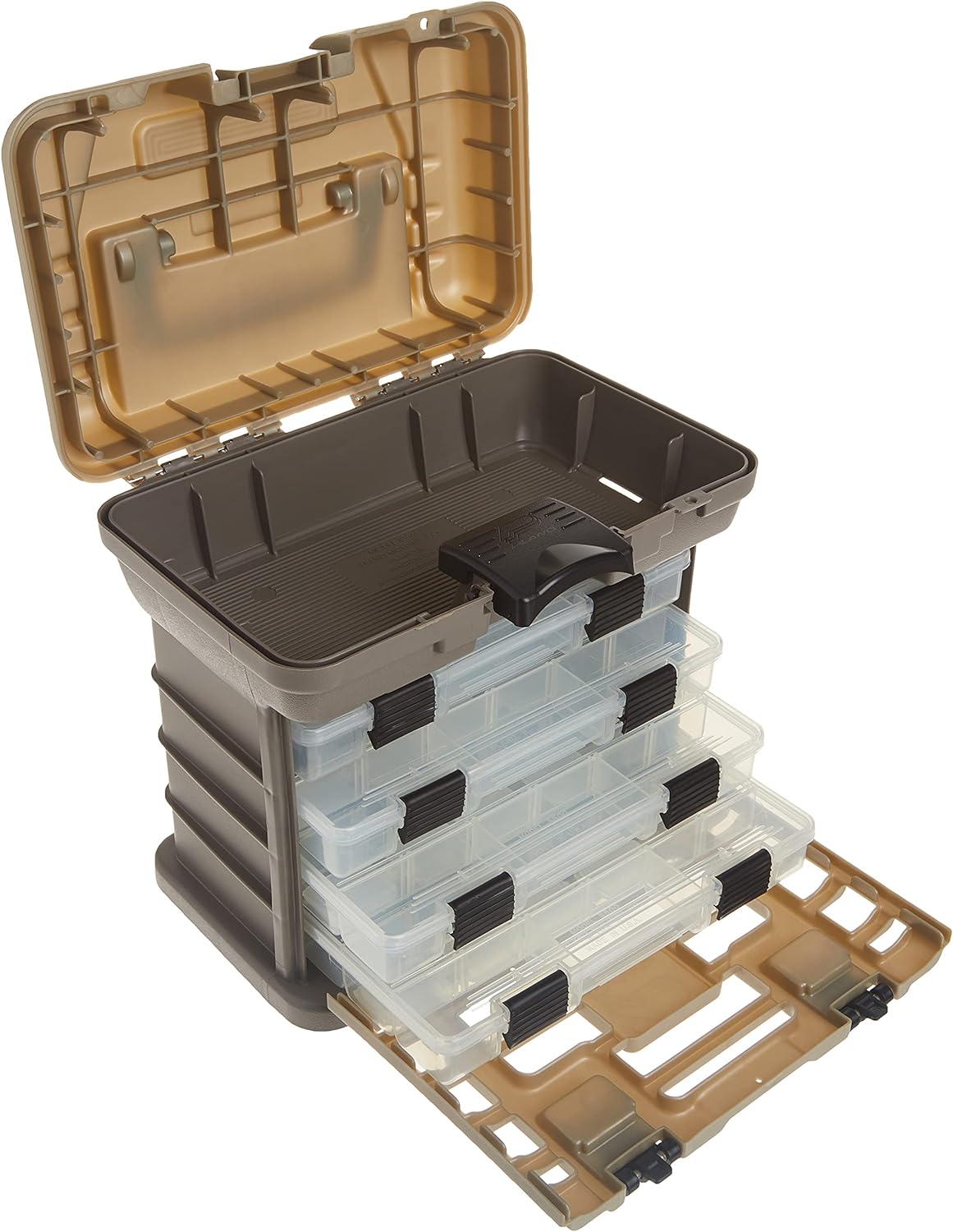 Generic Plano Molding 135430 Stow N&s; Go Pro Rack with 4 #23500s Prolatch Organizers,Graphite Gray, Sandstone