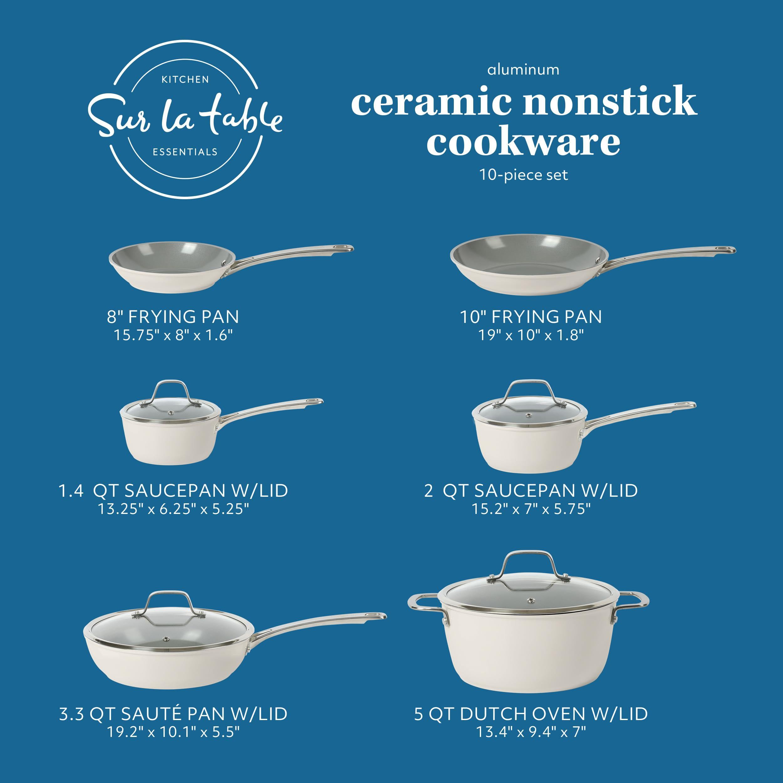 sur la table kitchen essentials 10 piece pfa free non-toxic titanium ceramic nonstick interior forged aluminum cookware pots