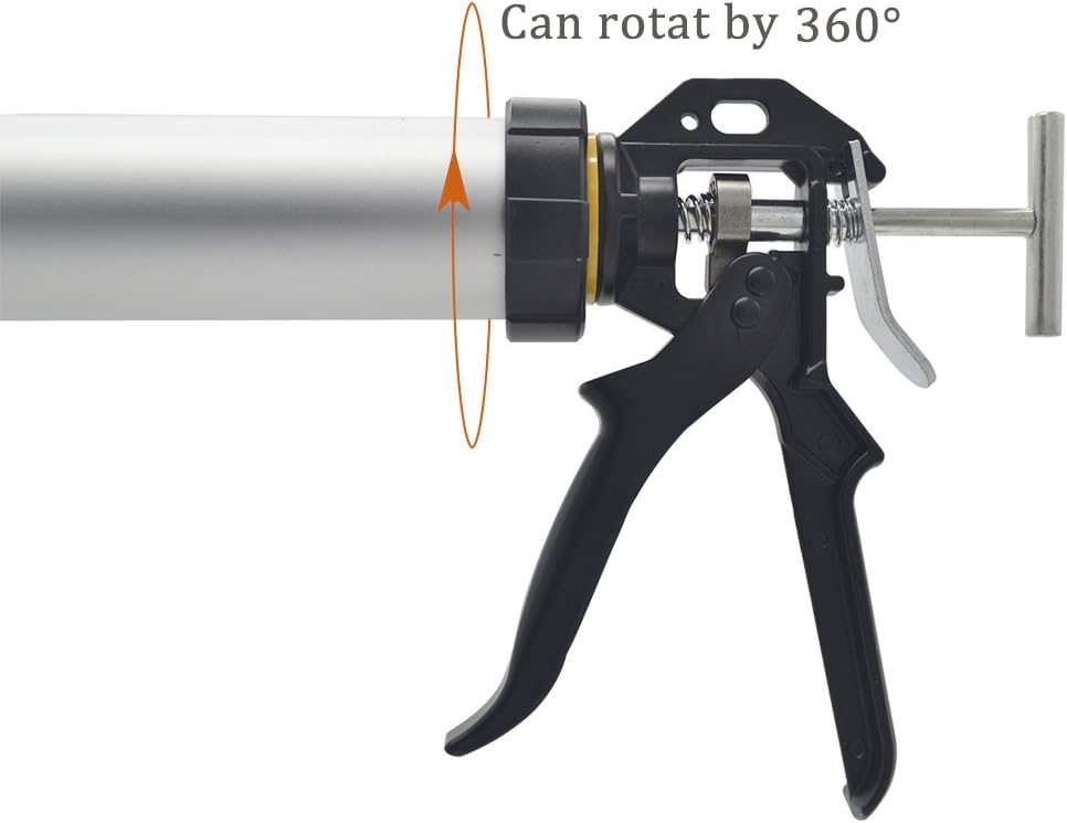 ZHTOOL 600ml Caulking Gun with Aluminum Barrel for 10oz/20oz Sausage Pack,10oz Cartridge and Bulk Application