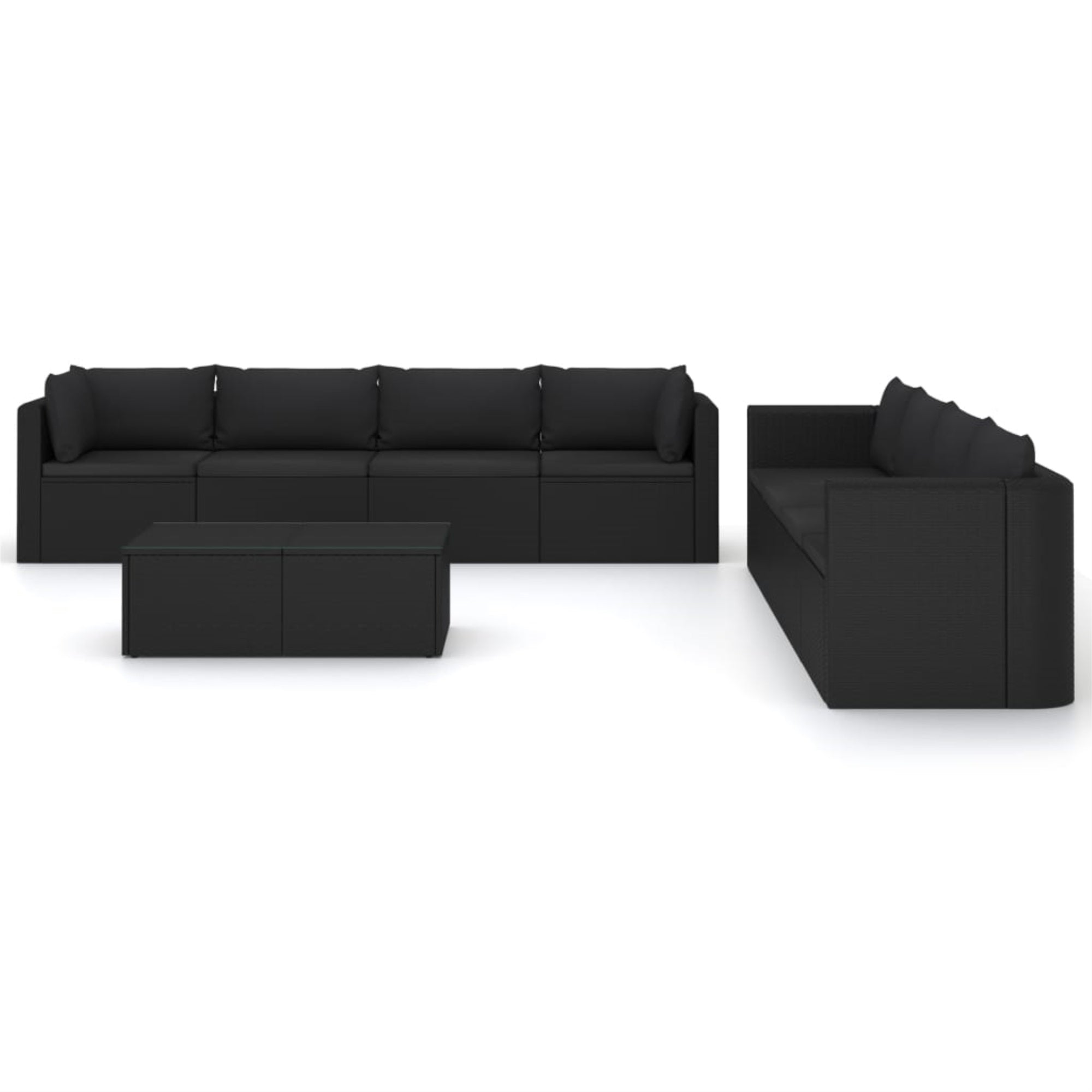 vidaXL 9 Piece Garden Lounge Set with Cushions Poly Rattan Black Black