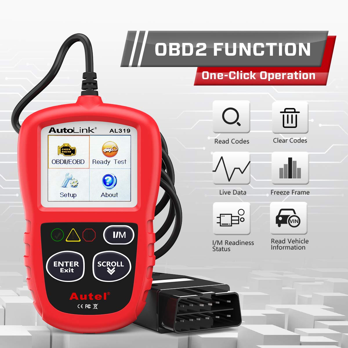 Autel AL319 OBD2 Scanner Automotive Diagnostic Scan Tool Car Engine Fault CAN Scan Code Reader