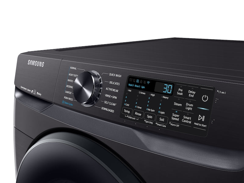 Samsung WF50R8500AV/US 5.0 cf Front Load smart Bixby enabled washer w/ Super Speed and Steam in Black Stainless