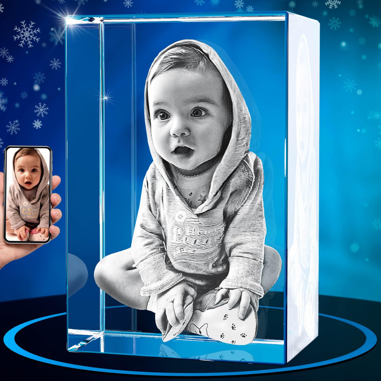 ArtPix 3D Crystal Photo, Christmas Gifts for Mom, Dad, Men, Women, Xmas Gifts, Great Personalized Gifts With Your Own Photo, 3D