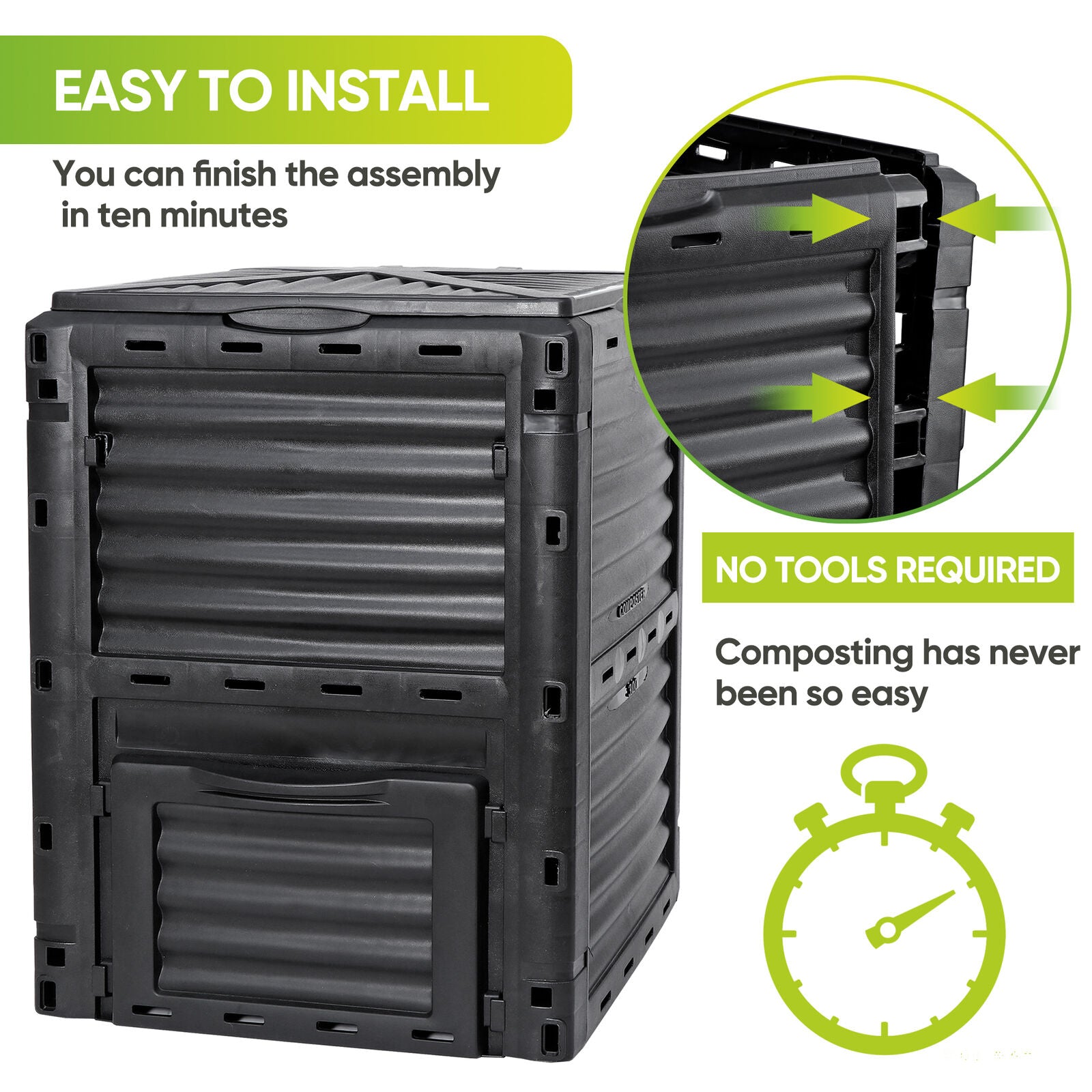 Great Choice Products 80 Gallon Garden Compost Bin Fast Creation Of Fertile Soil Composter Black