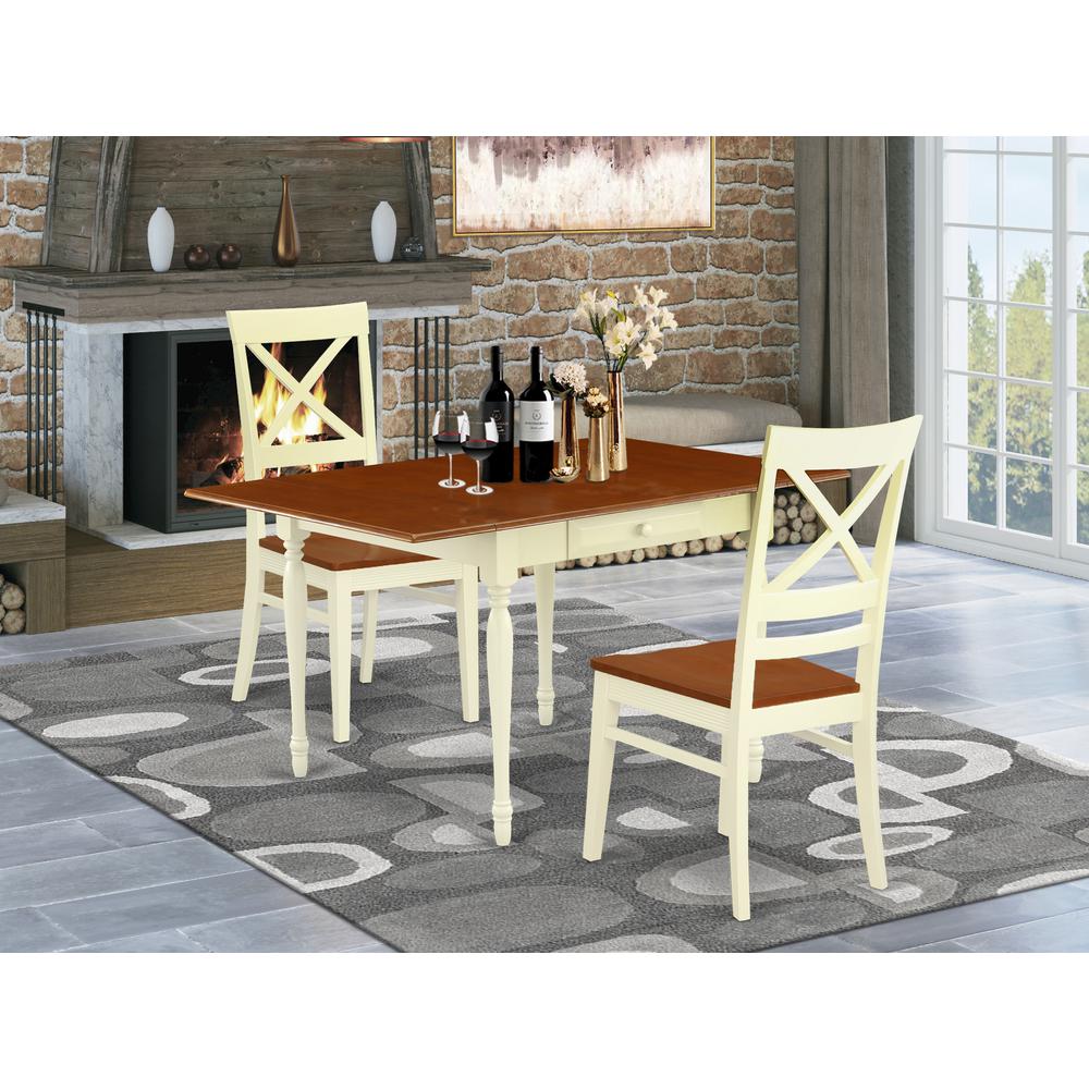 East West Furniture Dining Room Set Buttermilk &a; Cherry, MZQU3-WHI-W