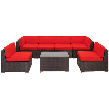 Modway Furniture Modway Aero 7 Piece Sectional Set in Espresso Red