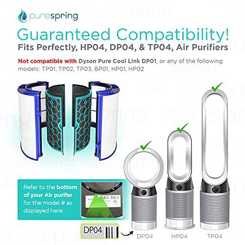 purespring true hepa h13 replacement filter compatible w/ dyson pure cool &a; hot models tp04, hp04, dp04 part# 968707-04, 9687
