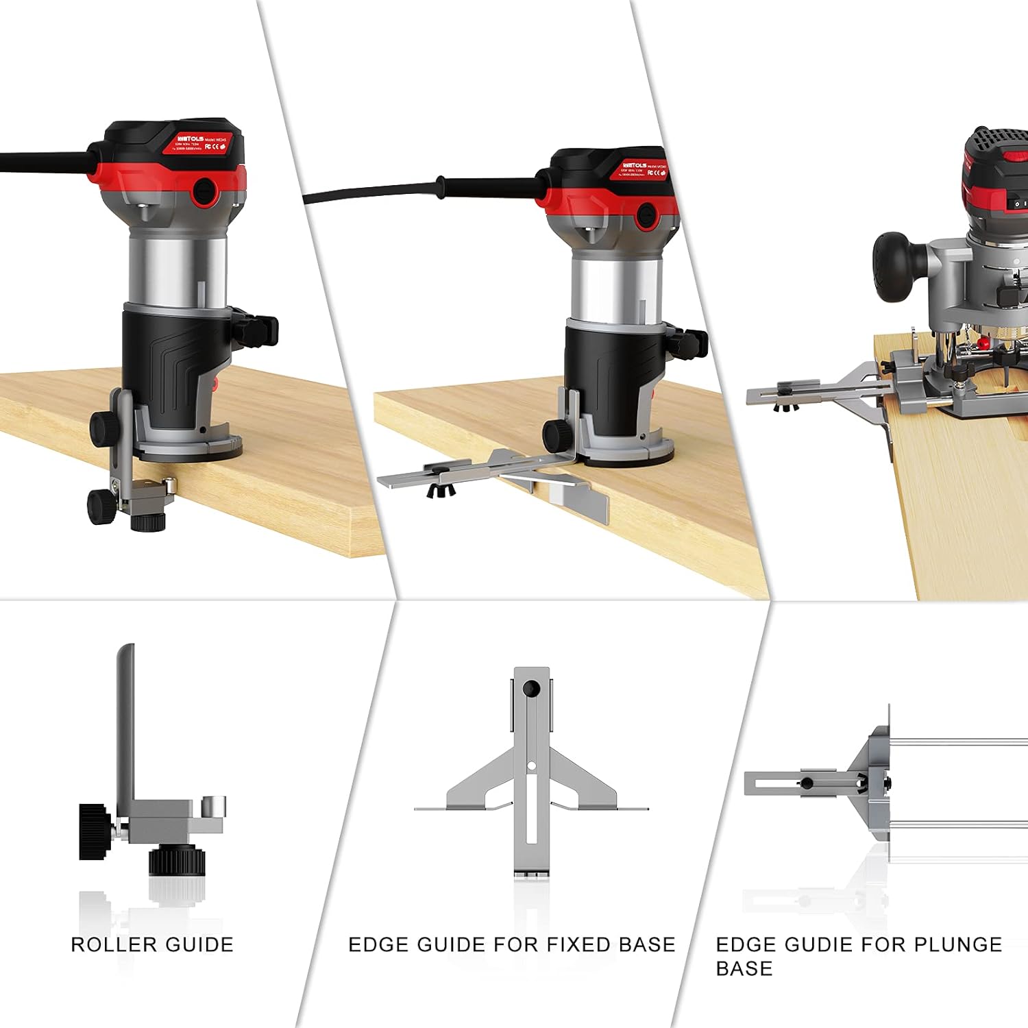WETOLS Compact Router Tool Set, Fixed/Plunge Base Kit, 6 Variable Speed, 1-1/4-HP Max Torque, Must Have Woodworking Tools with Carryin