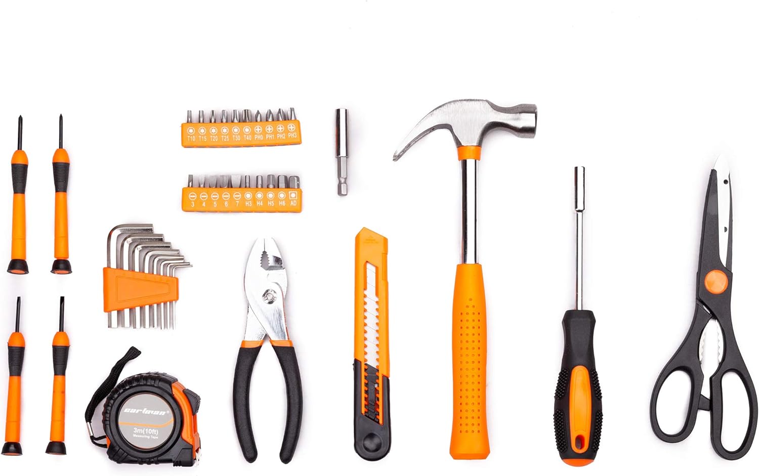 CARTMAN Orange 39-Piece Tool Set - General Household Hand Tool Kit with Plastic Toolbox Storage Case