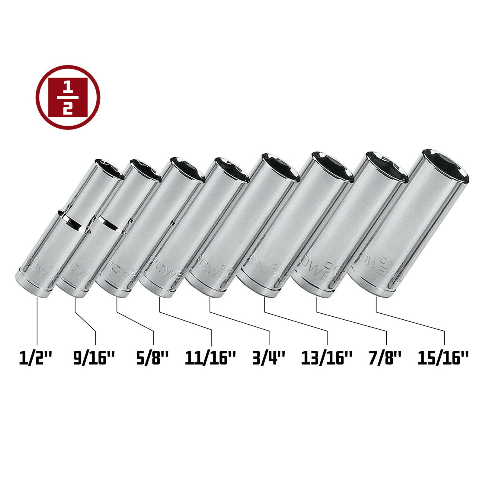 Powerbuilt 8pc. SAE Deep Well Socket Set