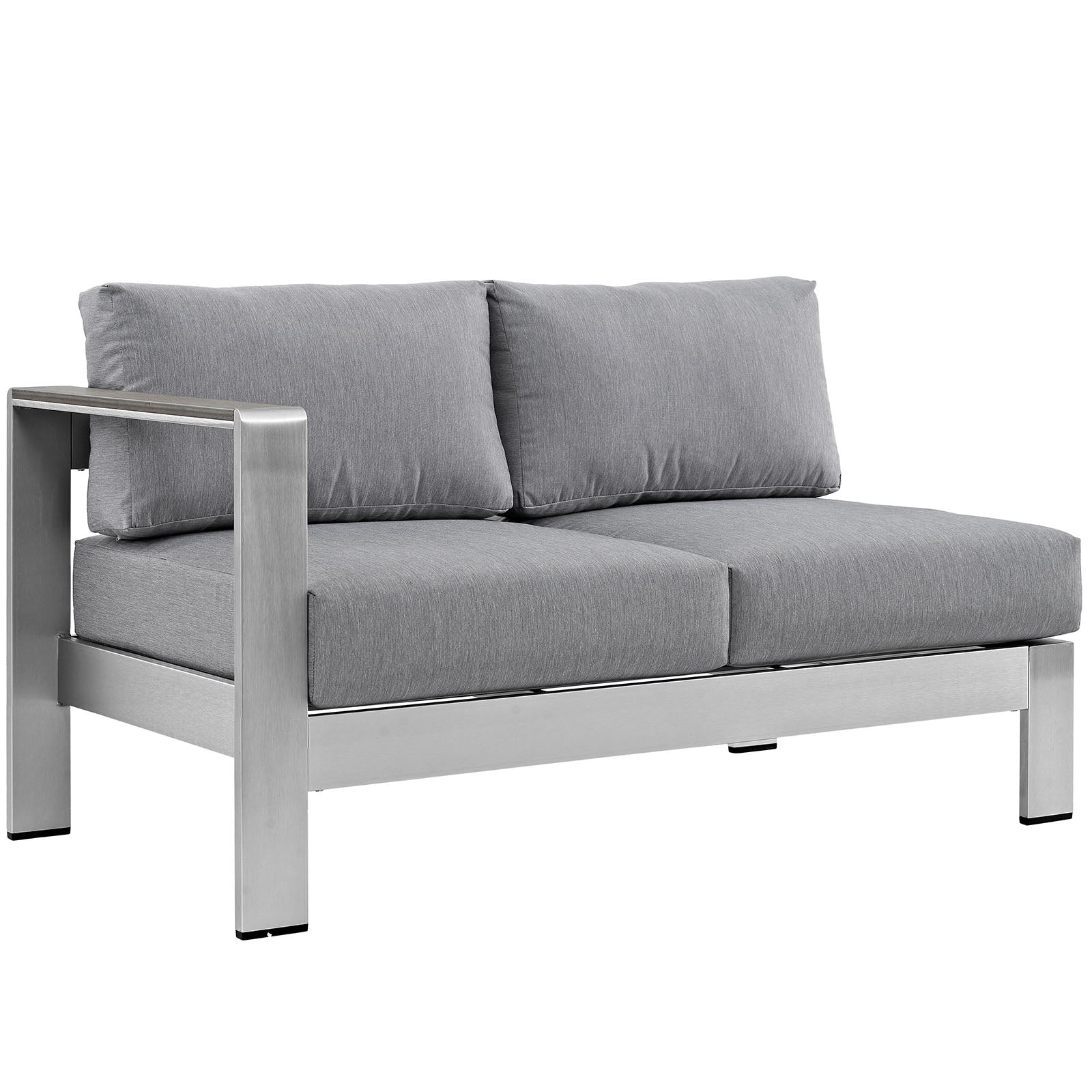 Modway Shore 5 Piece Outdoor Patio Aluminum Sectional Sofa Set - Silver Gray