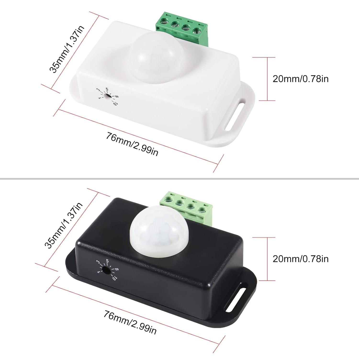 Generic 2PCS PIR Infrared Motion Sensor, Adjustable DC 12V~24V PIR Human Body Motion Sensor Detector Switch for LED Strips Lighting Lam