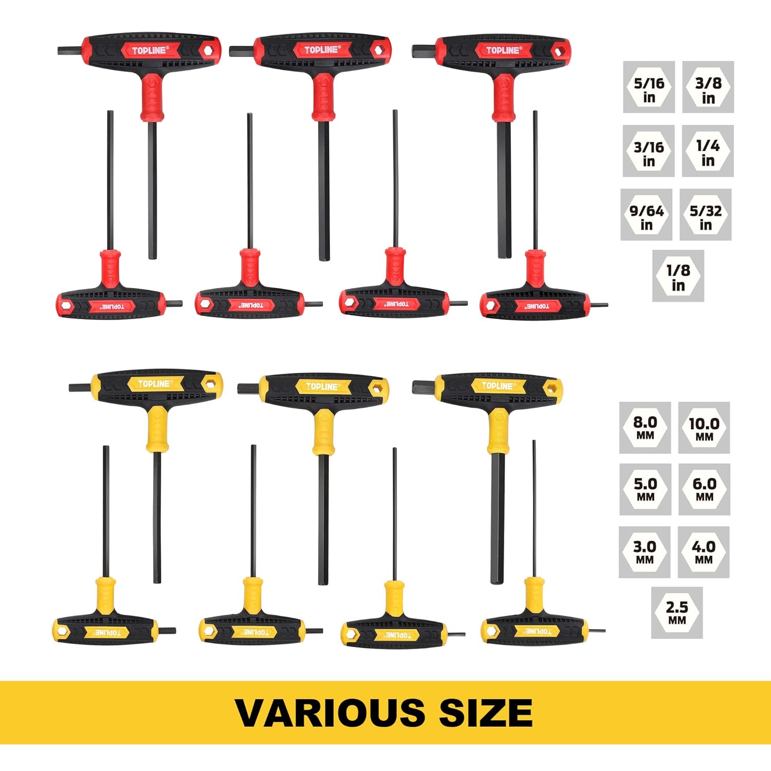GCP Products 14-Piece Metric&a;Sae T-Handle Allen Wrench Set, Long Arm Hex Key Set With Storage Box, Portable Allen Key Set For Basic Home R…