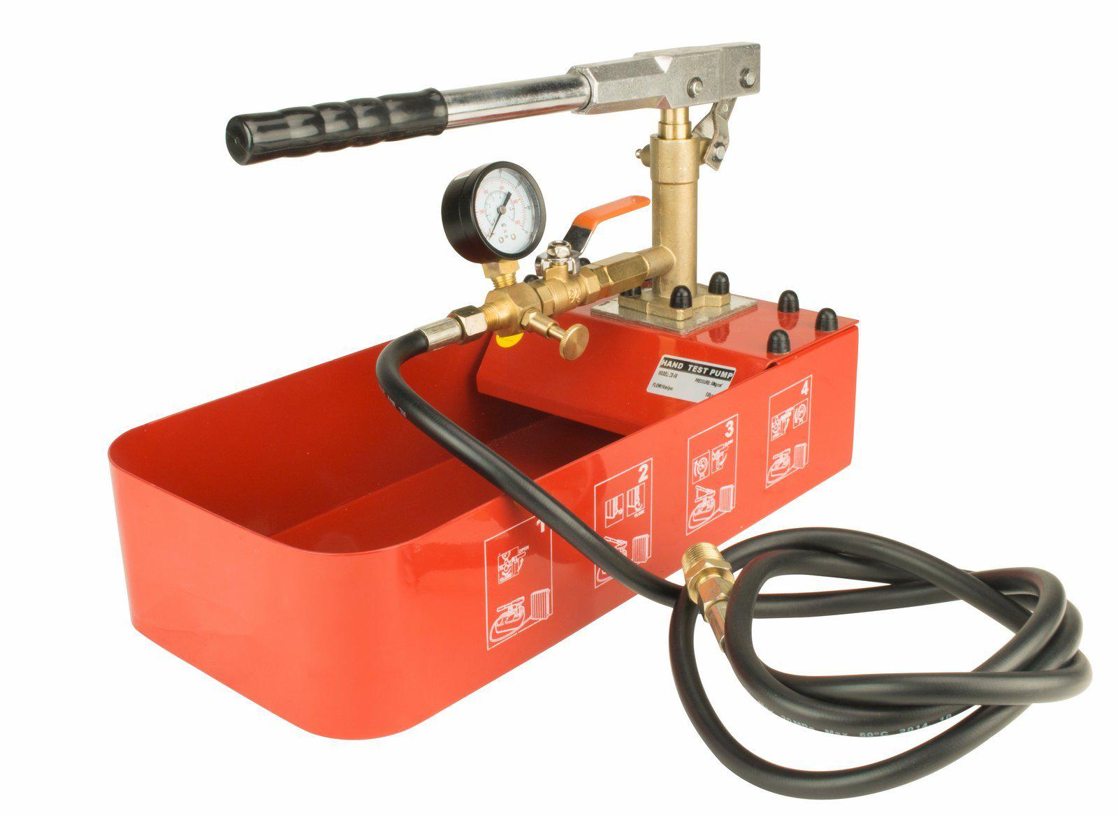 steel dragon tools rp-30 hydraulic manual pressure test pump 726 psi 2 gallon tank 1/4