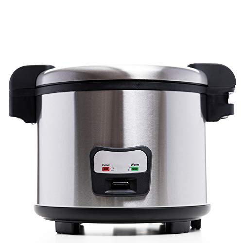 sybo commercial grade rice cooker/warmer, 60 cups with hinged lid, stainless steel exterior, non-stick insert pot