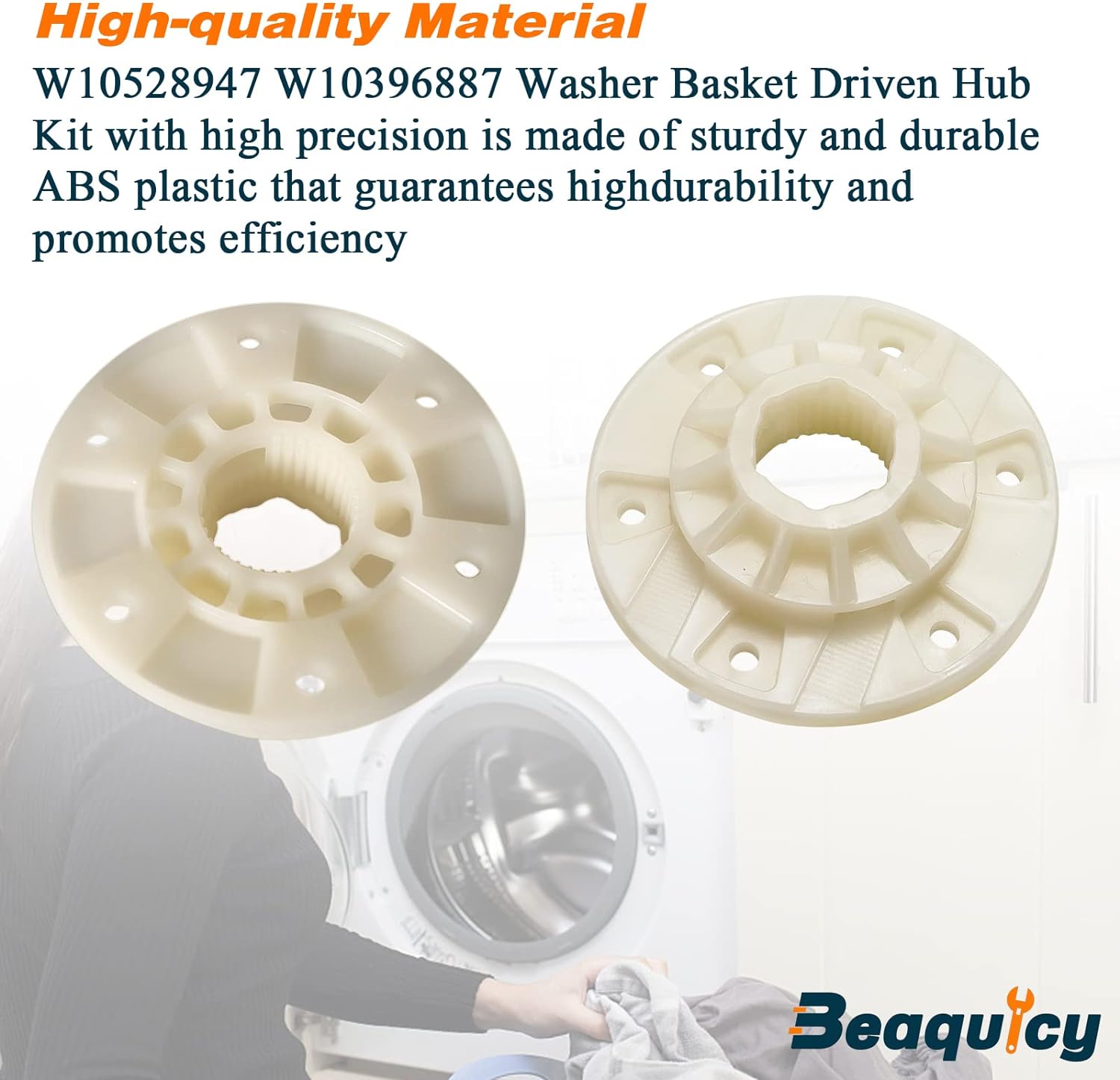 Beaquicy W10528947 W10396887 Basket Driven Hub Kit  - Replacement for Whirl-pool Ken-more May-tag Washing Machine - Replaces W10396887 W