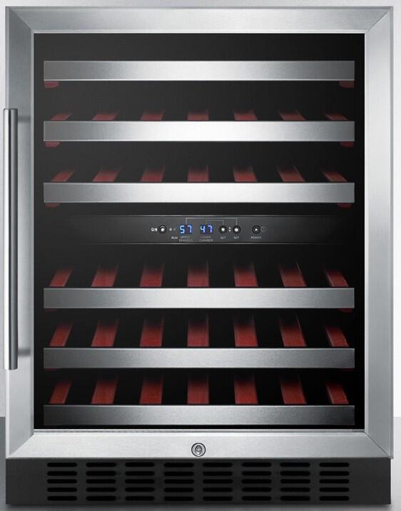Summit SWC5399BLBISTCSS 24 Dual Zone Wine Cooler with 46 Bottle Capacity in Stainless Steel