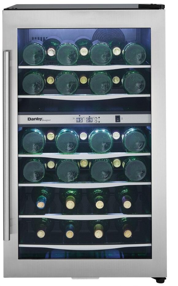 Danby DWC040A3BSSDD 20 inch Stainless Steel Dual Zone Wine Cooler|38 Bottle Cap|4 cu. ft. Capacity|UV Protected Tempered Glass Door