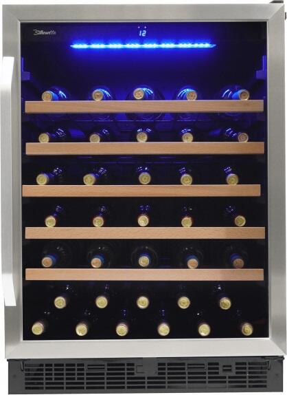 Danby SWC057D1BSS 24 Silhouette Series Stainless Steel Stilton Single Zone Wine Cooler 50 Bottle