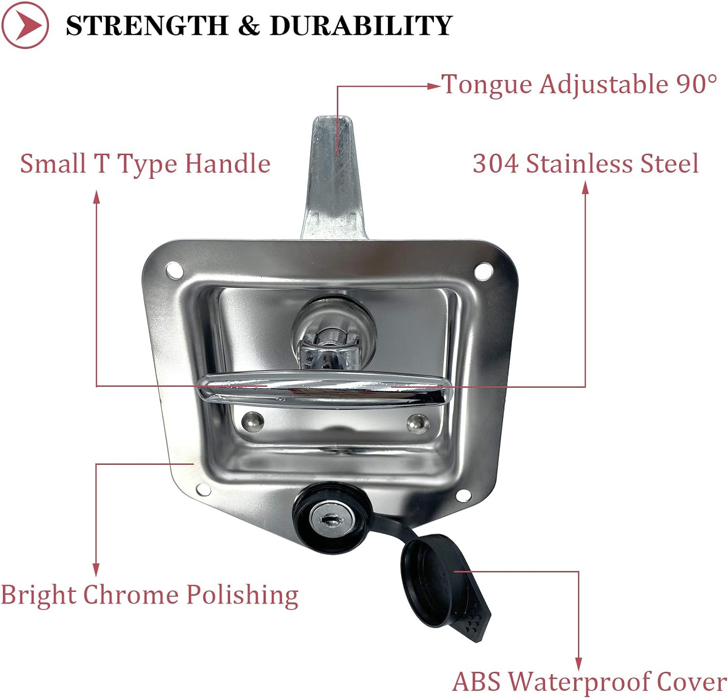 SKARUMMER 2 Pcs L8815 Tool Box Latch T Handle Latches with Lock Highly Polished Stainless Steel Tool Box Locks for Trailer Door RV Camper