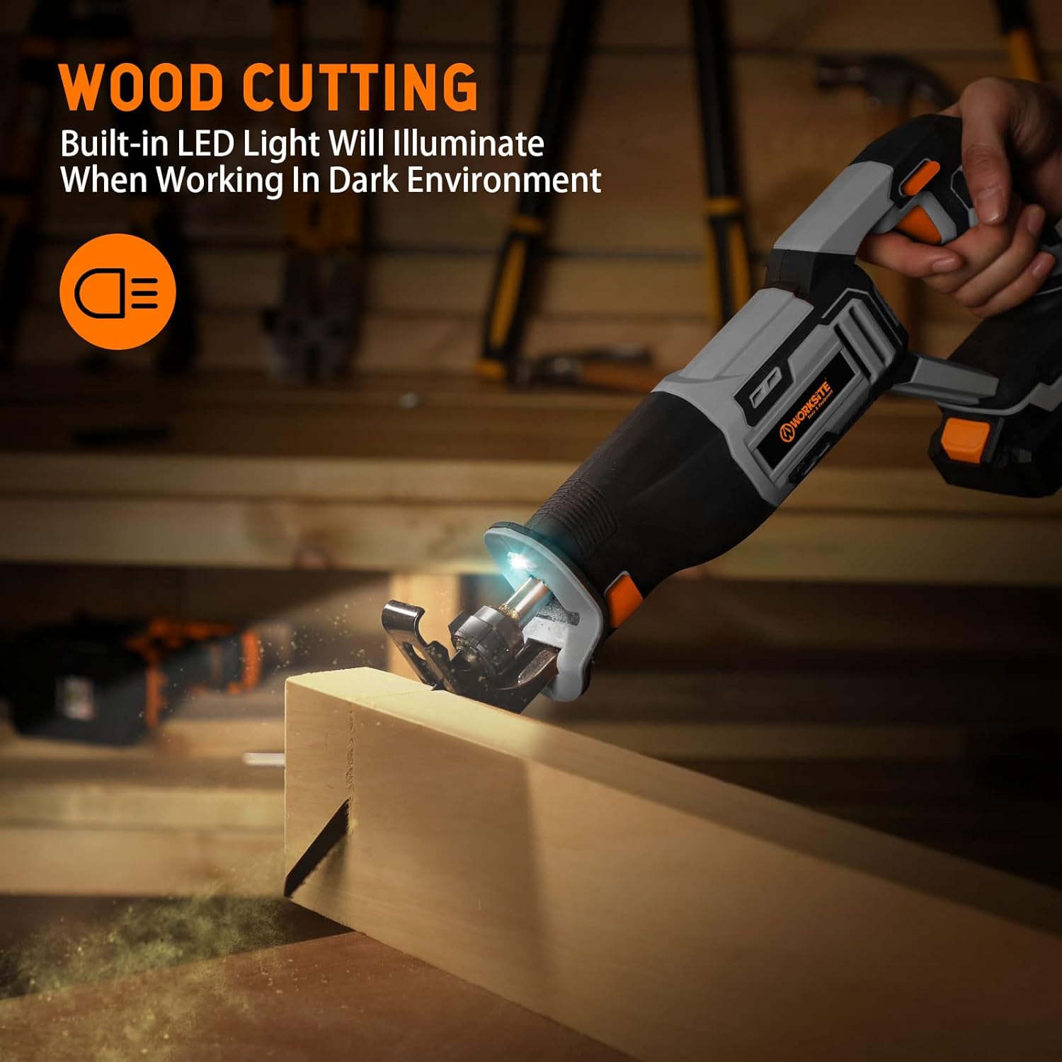 Worksite Reciprocating Saw, 20V Cordless Reciprocating Saw w/2.0Ah Battery