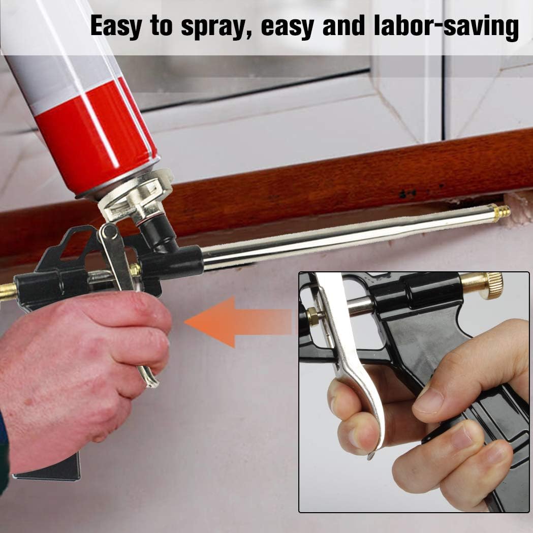 Picowe 2 Pack Foam Gun,  Foaming Gun Pu Expanding Caulking Gun Metal Body Pro Heavy Duty PU Spray Foam Gun Grade Expanding Spray Appli