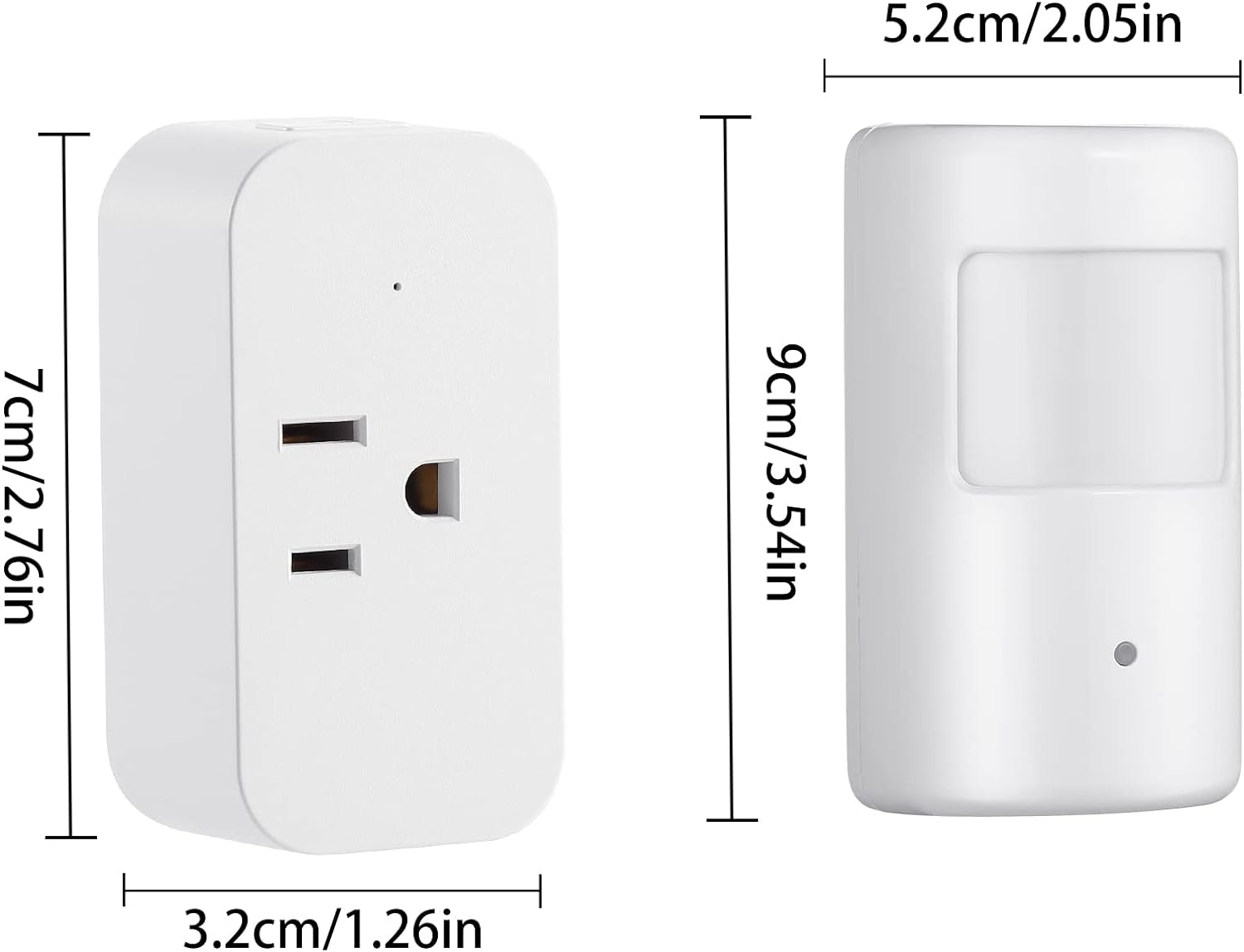 LifeDecorDirect SEHOMY 2 Pack Outlet with Motion Sensor for Bathroom no Wire, Control Bedroom lamp, exhaus, Range Hood, PIR Infrared Motion Sen