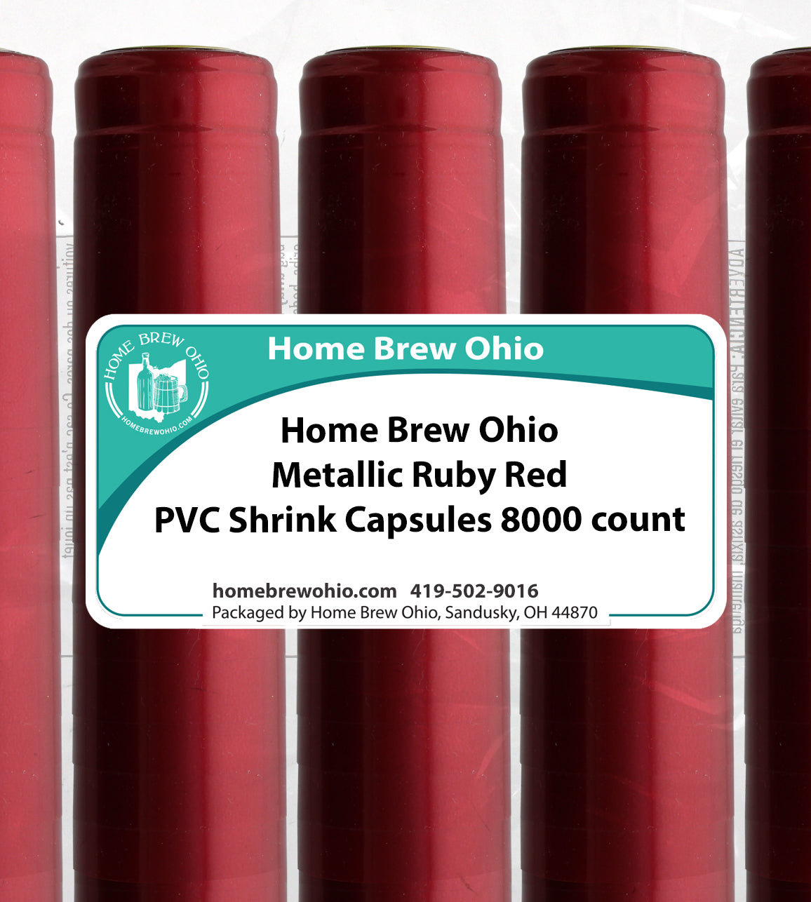 HOME BREW OHIO HOMEBREWOHIO.COM Home Brew Ohio Metallic Ruby Red PVC Shrink Capsules 8000 count