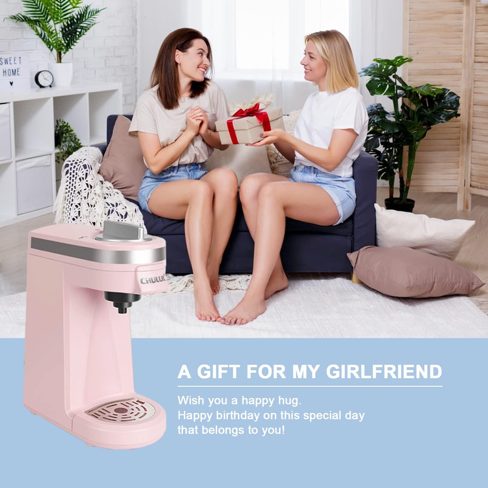 chulux single serve coffee maker,one button operation with auto shut-off for coffee and tea with 5 to 12 ounce,pink