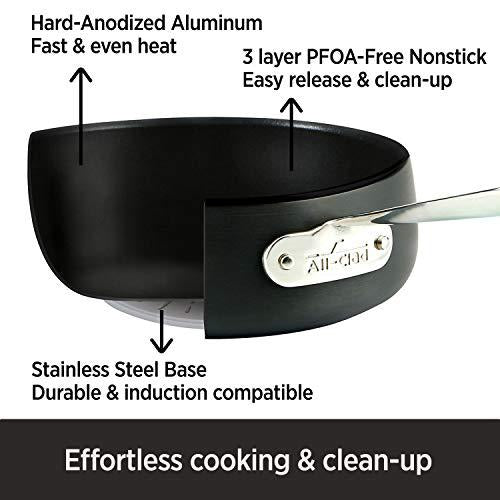 all-clad e7853364 ha1 hard anodized nonstick dishwasher safe pfoa free saute pan cookware, 4-quart, black