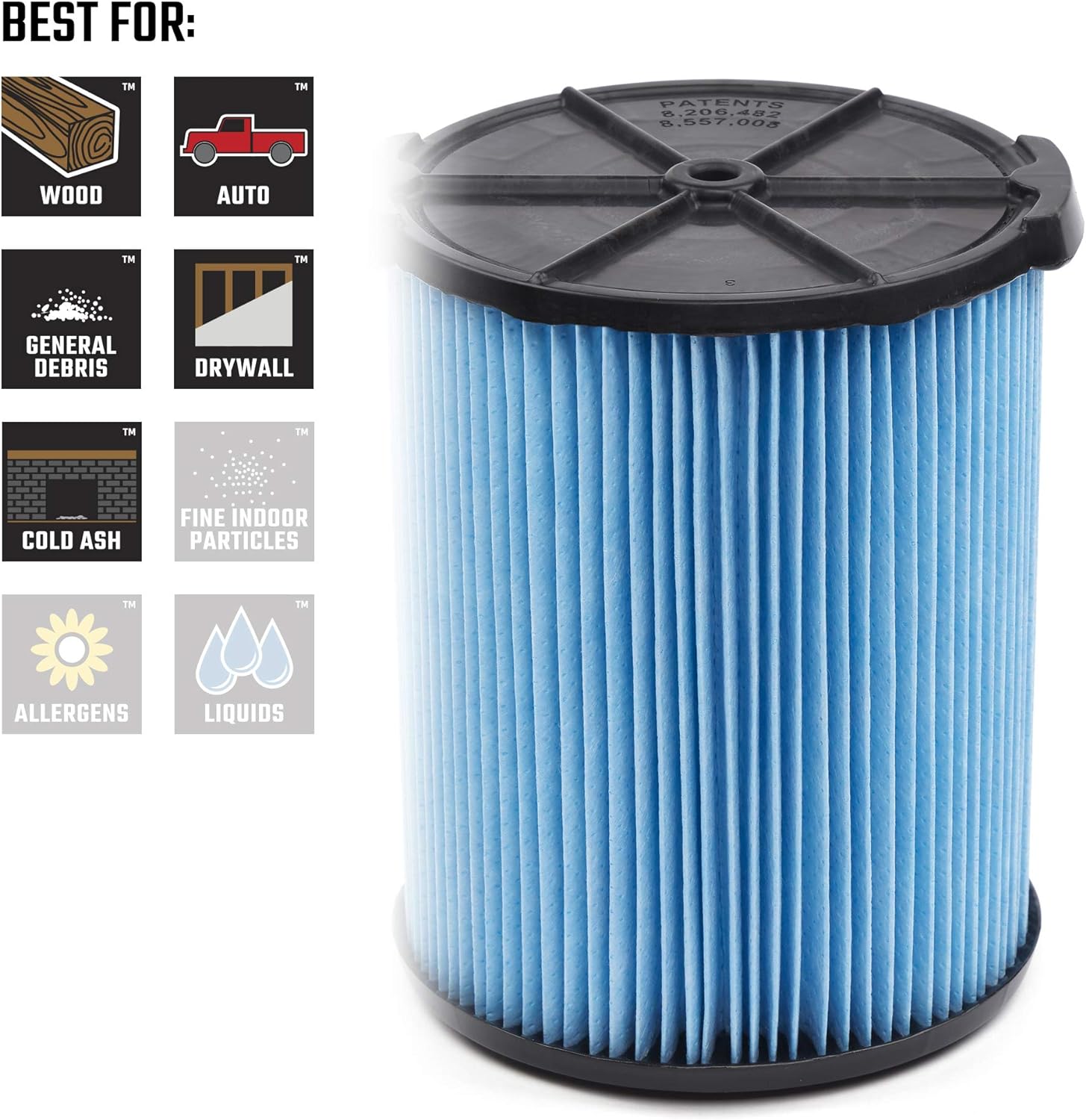 Emerson Tool Company CRAFTSMAN CMXZVBE38751 Fine Dust Wet/Dry Vac Filter for 5 to 20 Gallon Shop Vacuums, Blue And Black (9-38751)
