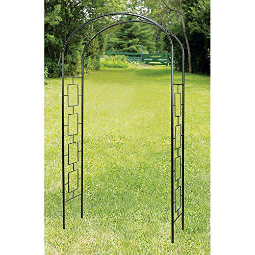 achla designs arb-11 modern metal arbor arch,garden dcor, graphite