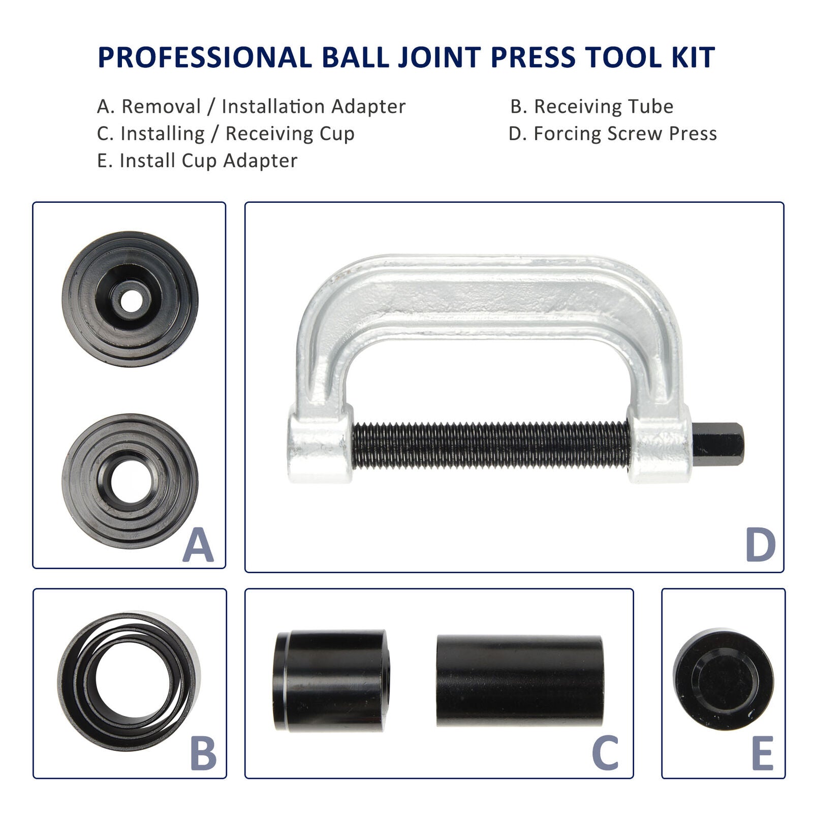 GCP Products Heavy Duty 4 In 1 Ball Joint Press &a; U Joint Removal Tool Kit W/ 4 X 4 Adapters