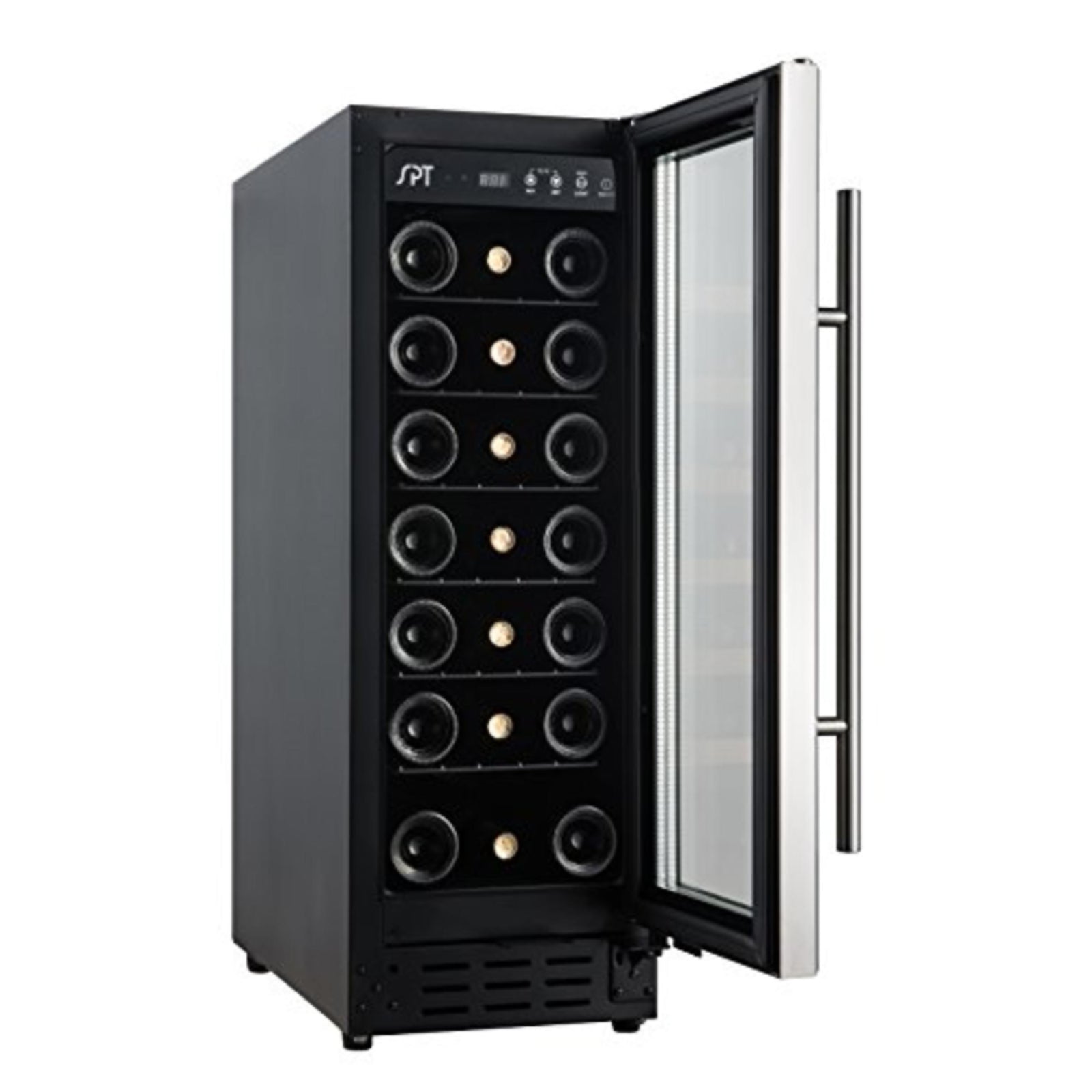 SPT WC-2193W 21-Bottle Under-Counter Wine and Beverage Cooler with Wooden Shelves - Black