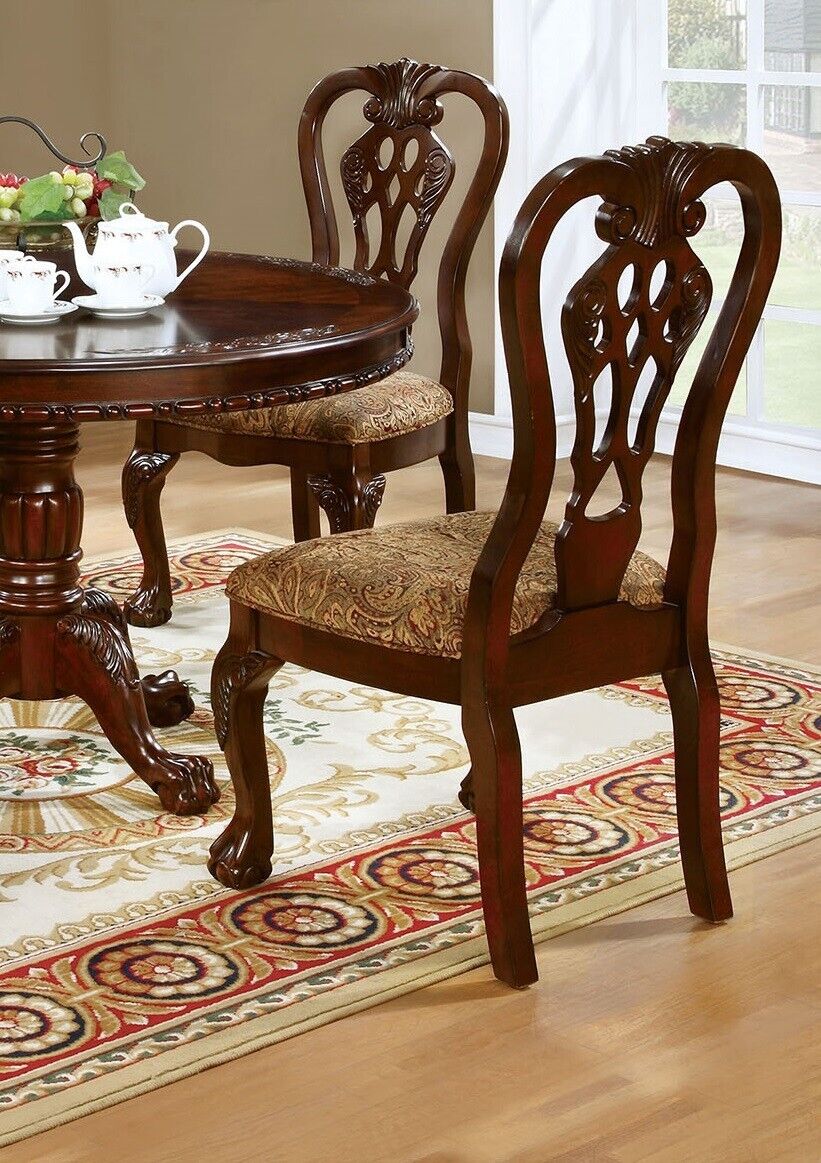 Esofastore Dining Chairs Formal Set of 6 Side Chairs Dining Room Furniture Traditional Formal Solidwood Fabric Padded Cushion Seat